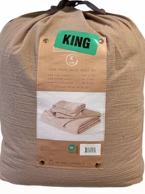 Bed Theory Four Piece Gauze King Adobe Rose Sheet Set Soft Unique Texture